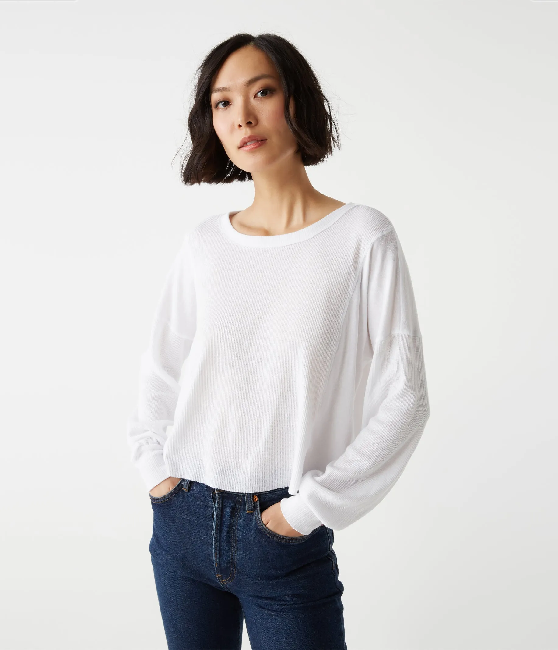 Cait Mixed Fabric Tee