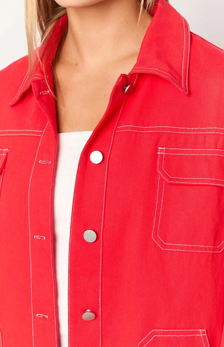 Callie Red Denim Jacket