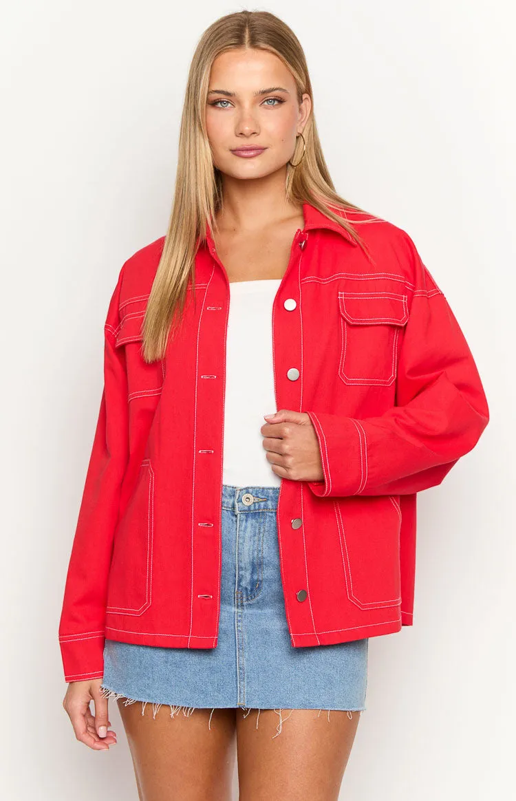 Callie Red Denim Jacket