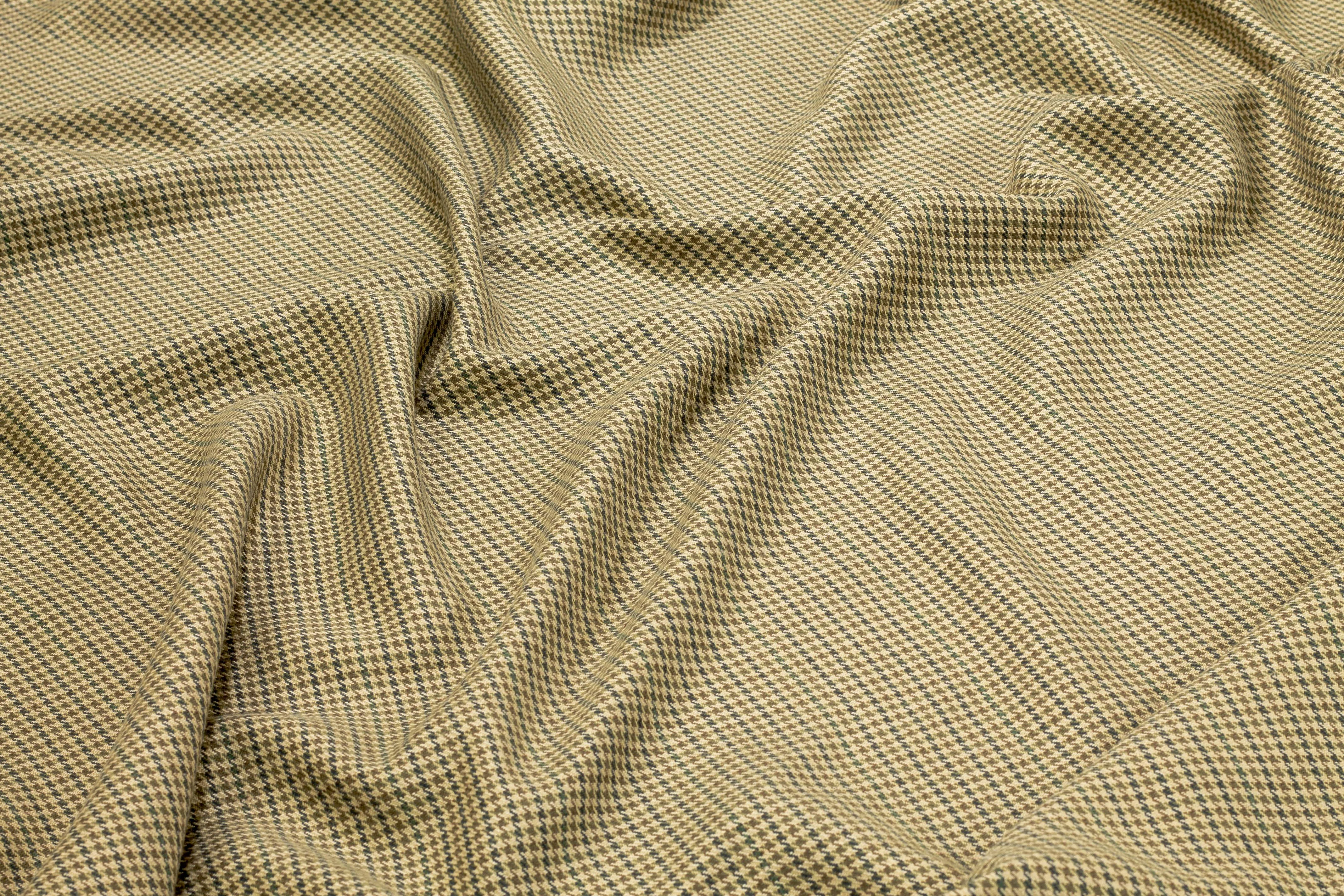 Camel Brown Shepherd's Check (Houndstooth) Italian Wool Suiting