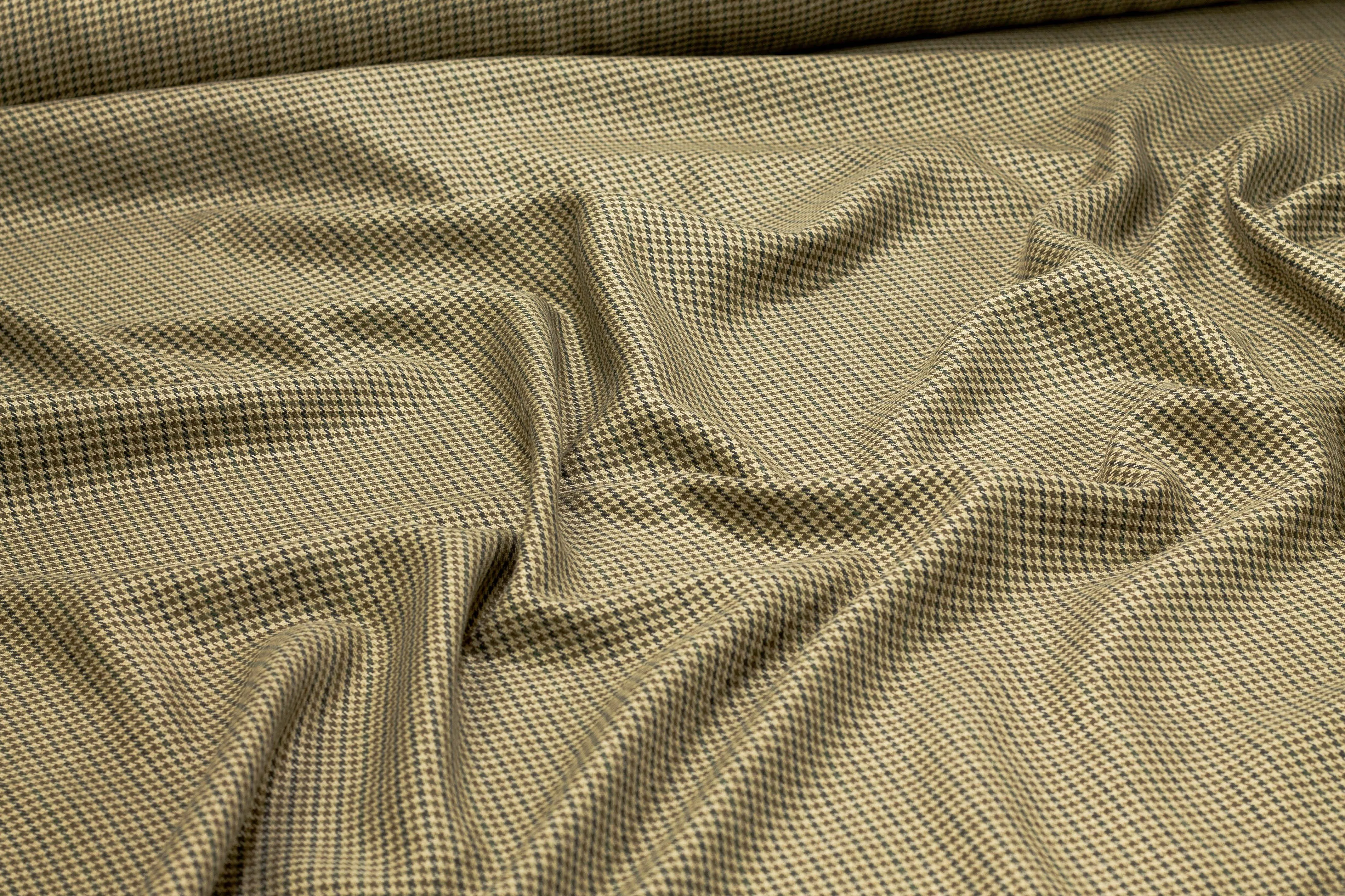 Camel Brown Shepherd's Check (Houndstooth) Italian Wool Suiting