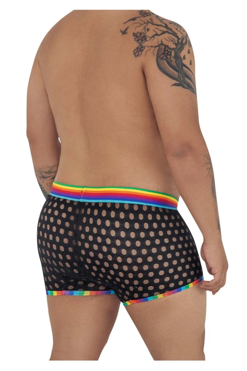 CandyMan 99511X Polka Mesh Trunks Color Black-Rainbow