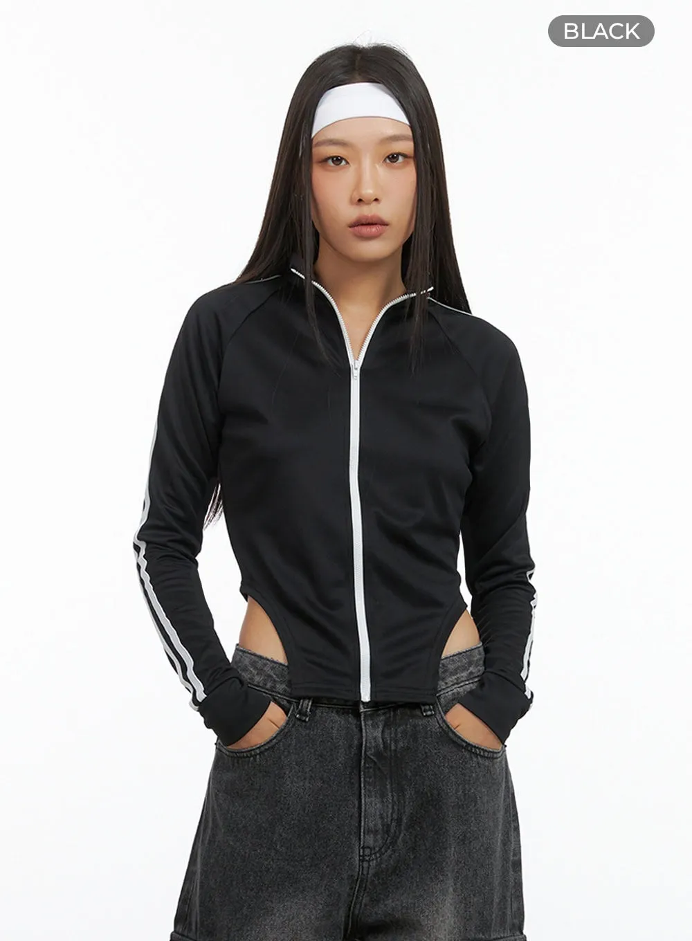 Chic Polyester Track Zip-Up Jacket IS427