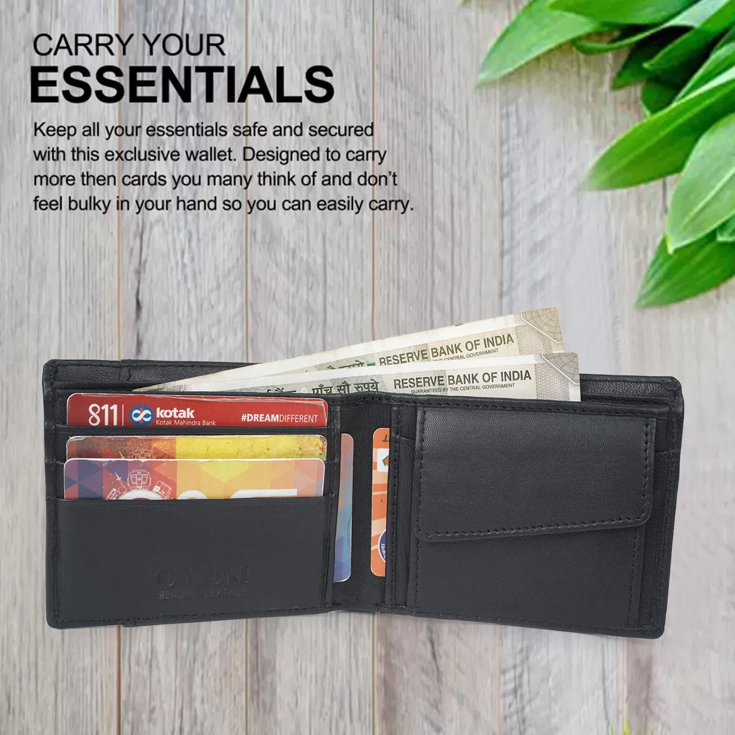 CIMONI Genuine Leather Casual Ultra Slim Multiple Credit Cards Slot Wallet for Men