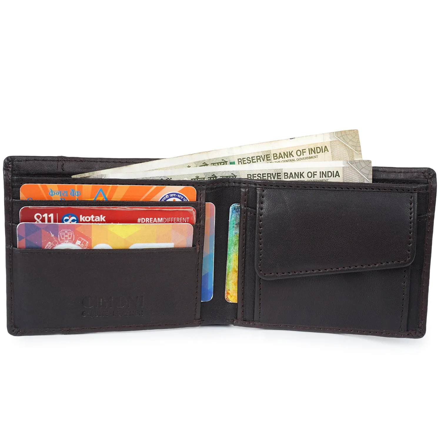 CIMONI Genuine Leather Casual Ultra Slim Multiple Credit Cards Slot Wallet for Men