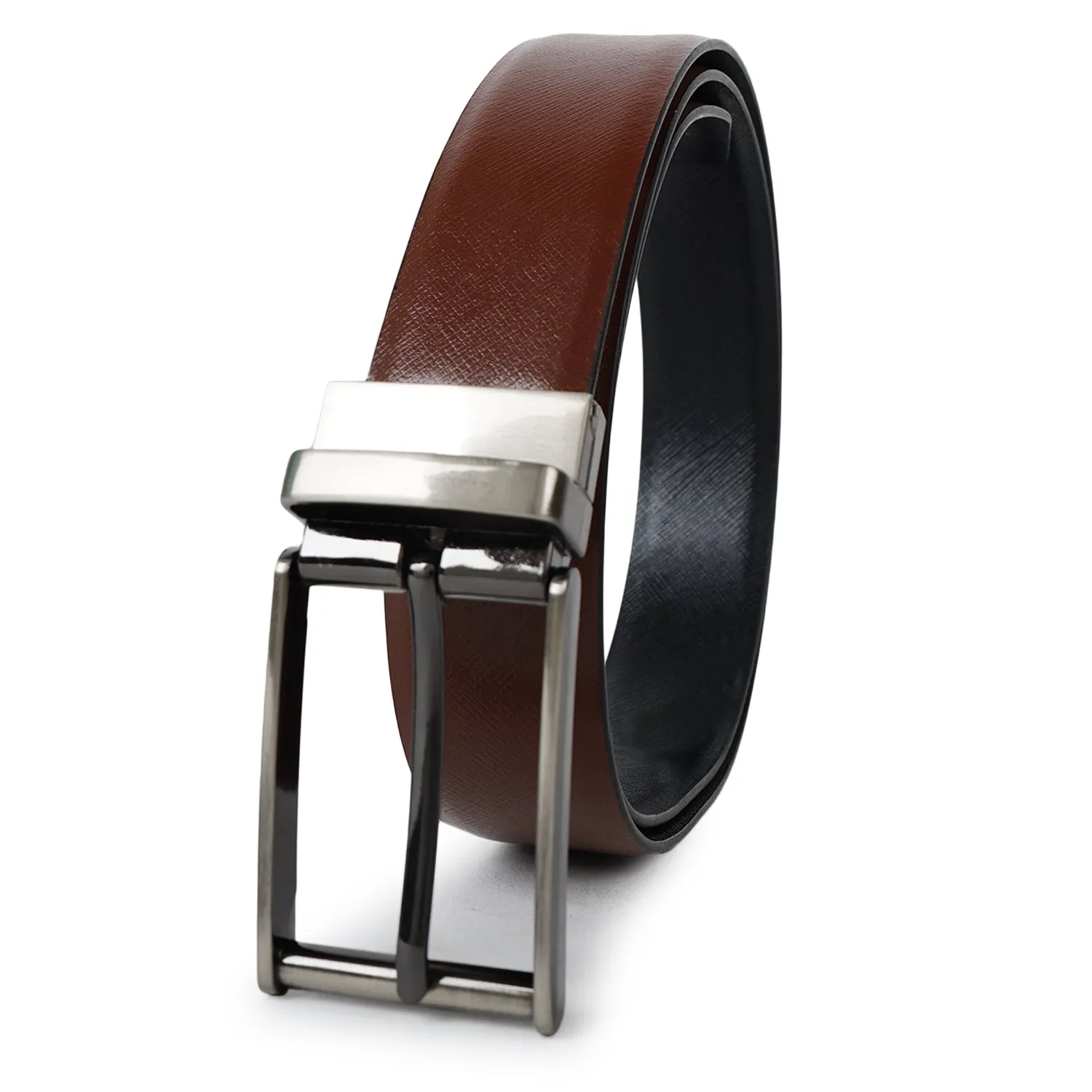 CIMONI MEN'S REVERSIBLE BELT BLACK & BROWN TEXTURE  ( 1 Year Gurantee)