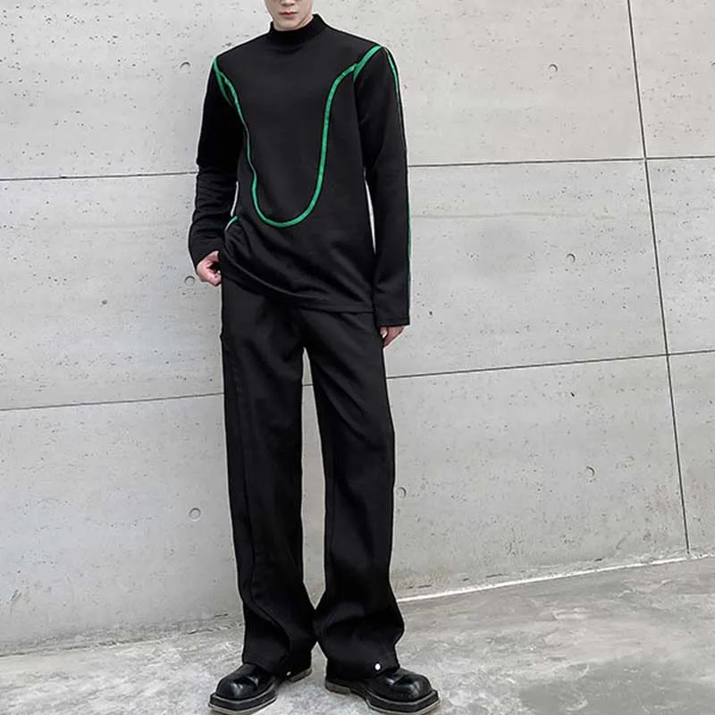 Contrast Webbing Turtleneck Sweatshirt