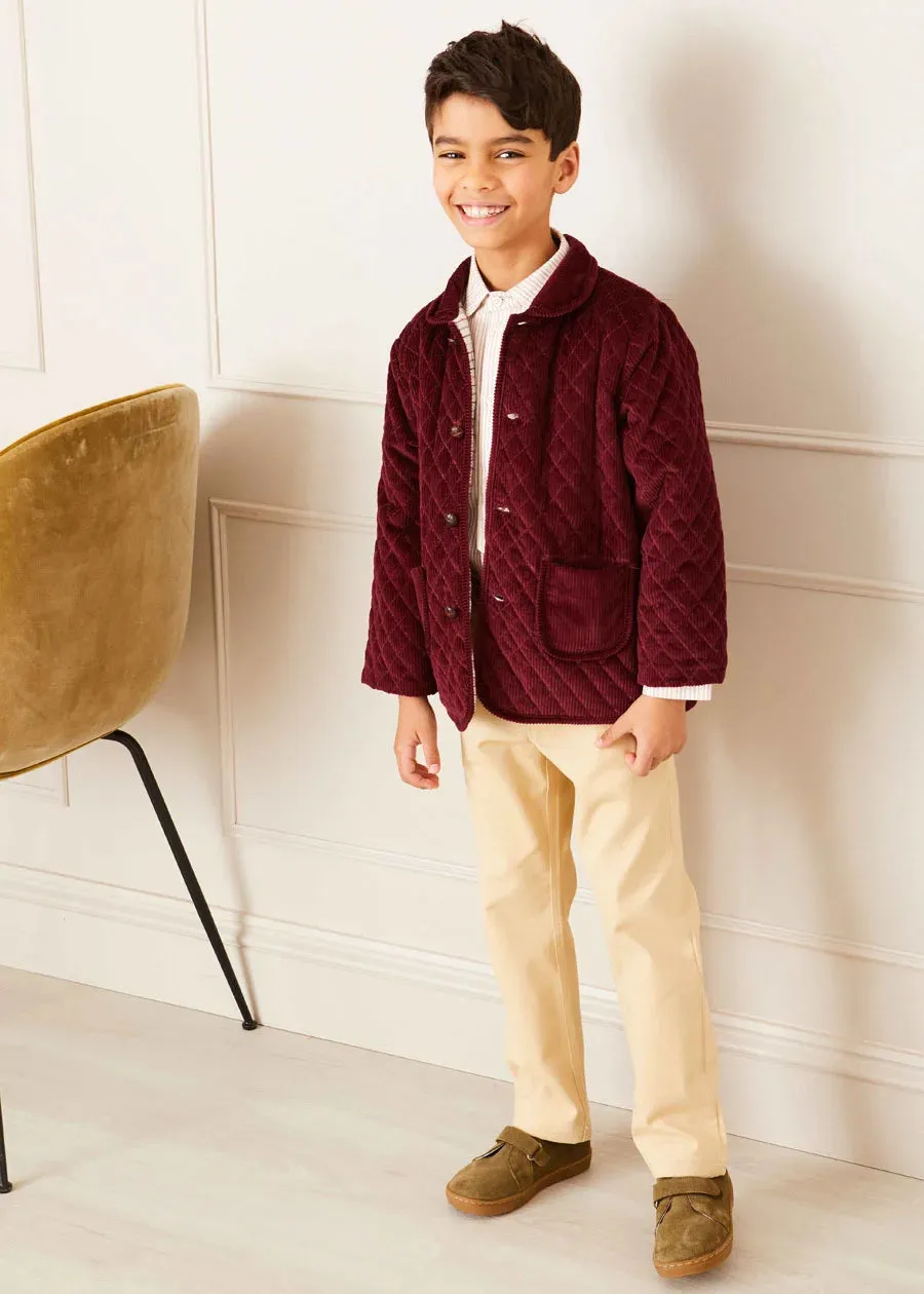 Corduroy Quilted Jacket in Burgundy (4-10yrs)