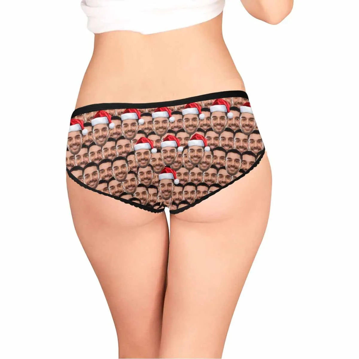 Custom Christmas Hat Women's High-cut Briefs Personalized Face Underwear for Her