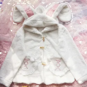 Cute Rabbit Ear Lamb Fleece Sweater Coat BY11281