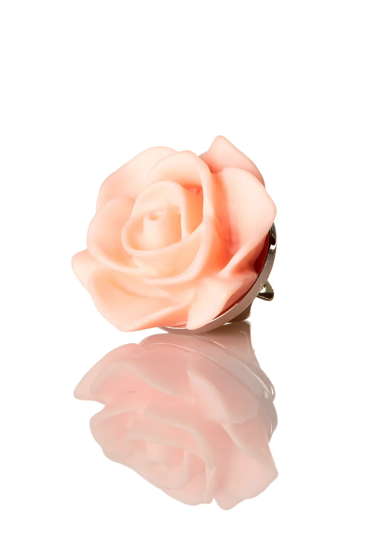 David August Open Rose Lapel Pin - Peach