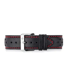 Davosa Calfskin Leather Black/Red 22mm 169.008.56