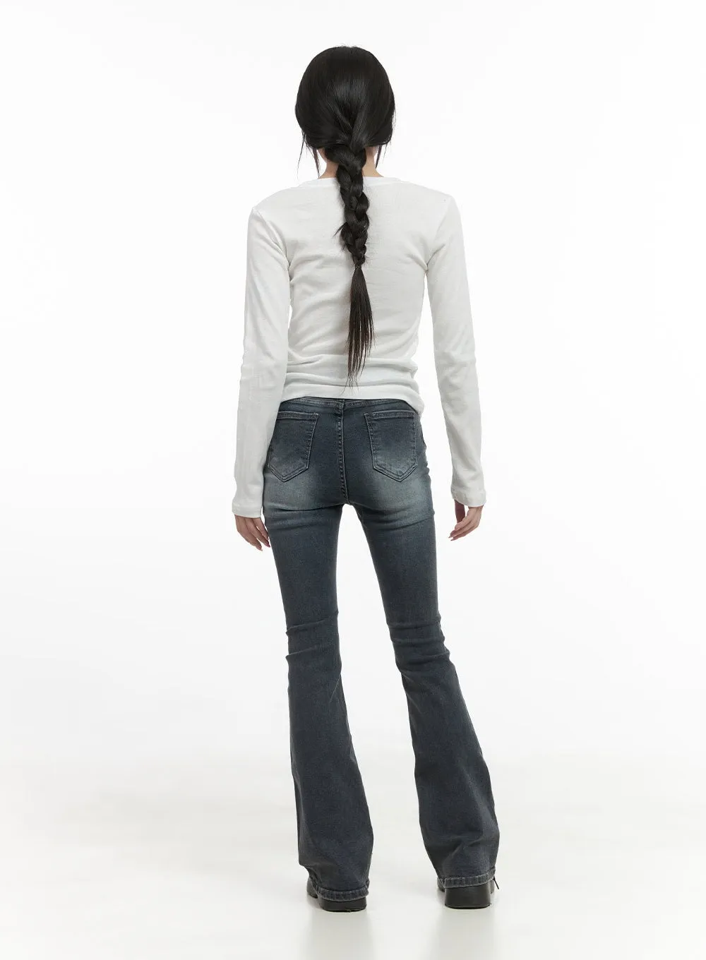 Demi Vintage Wash Bootcut Spandex Jeans CS413