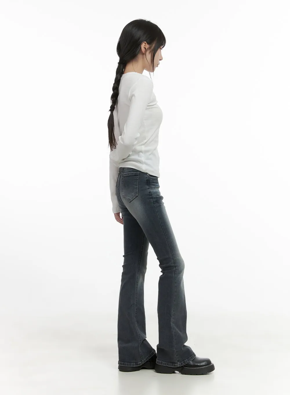 Demi Vintage Wash Bootcut Spandex Jeans CS413