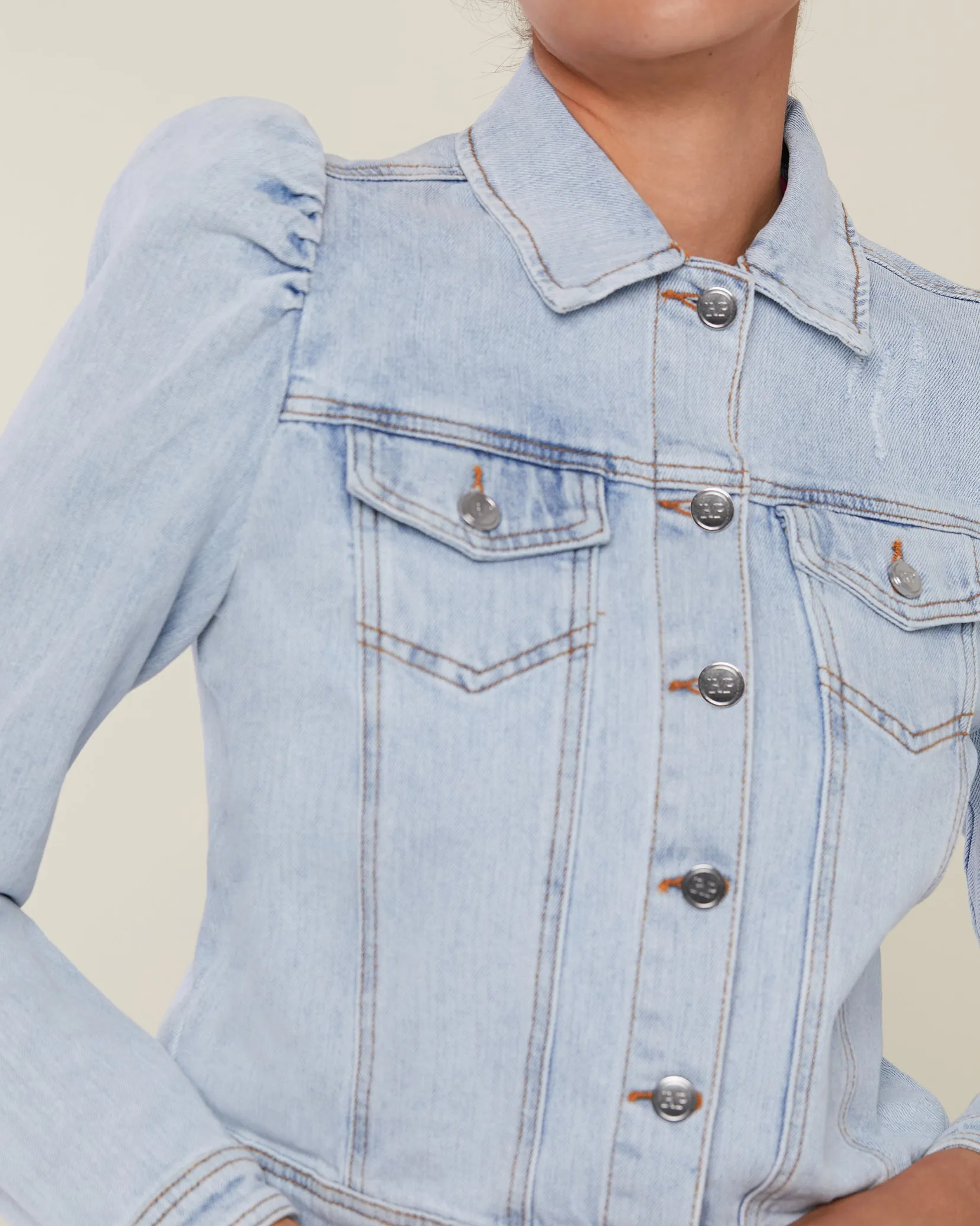 Denim Puff Sleeve Jacket