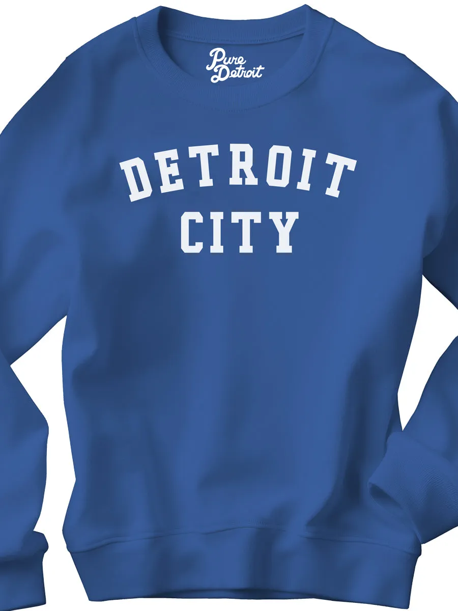 Detroit City Unisex Premium Sponge Fleece Sweatshirt - White / Royal