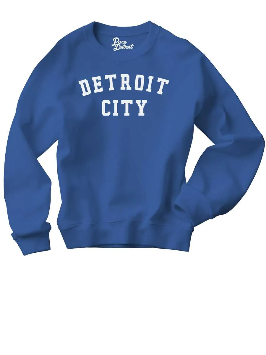 Detroit City Unisex Premium Sponge Fleece Sweatshirt - White / Royal