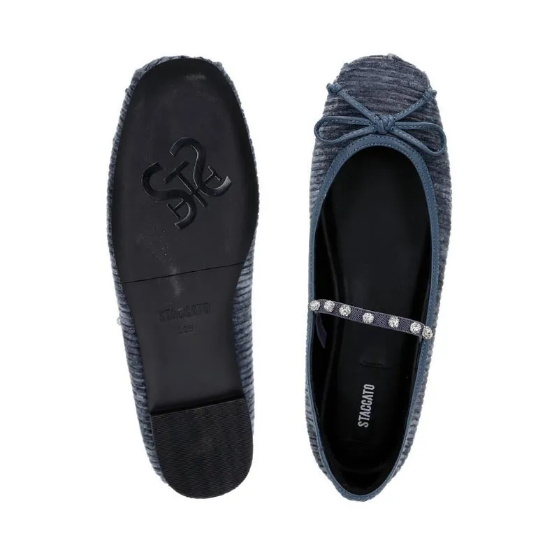 EUG07-BD7 Women's Ballerina Flats - Blue Denim