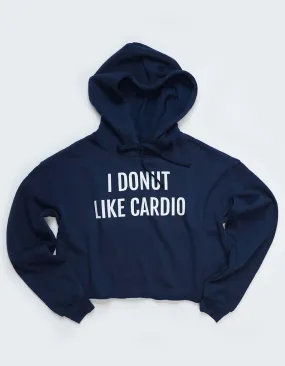 I Donut Like Cardio - Navy Blue Cropped Hoodie