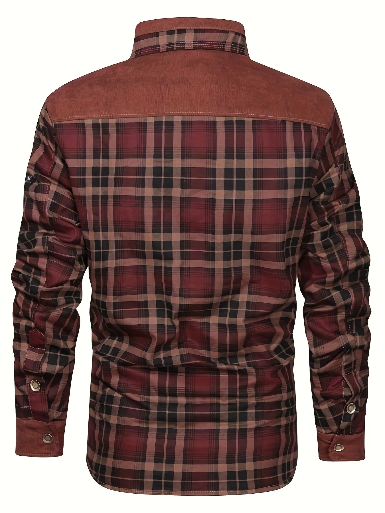 Ilooove - Men's Winter Fleece Padded Lapel Plaid Cotton Jacket