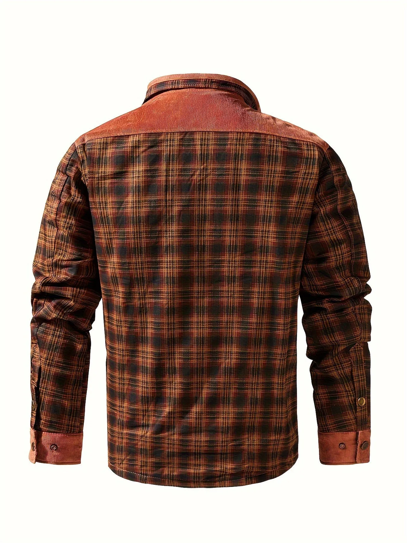 Ilooove - Men's Winter Fleece Padded Lapel Plaid Cotton Jacket