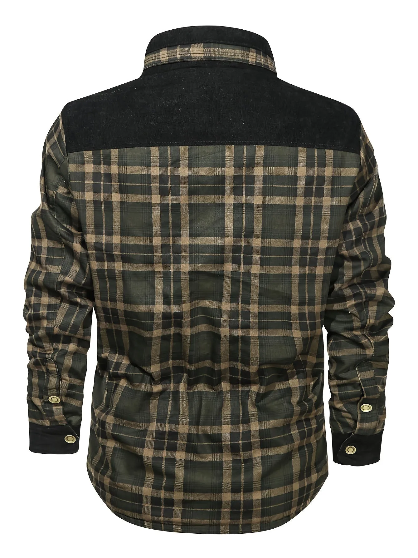 Ilooove - Men's Winter Fleece Padded Lapel Plaid Cotton Jacket