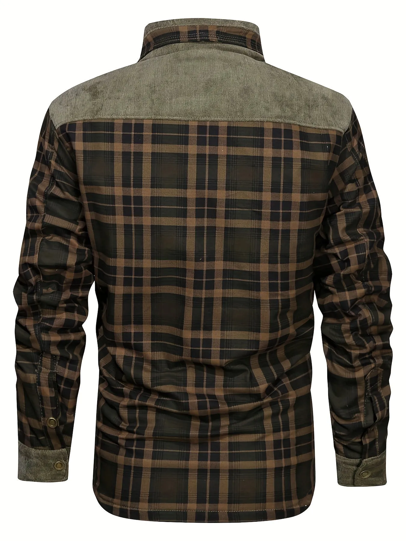 Ilooove - Men's Winter Fleece Padded Lapel Plaid Cotton Jacket