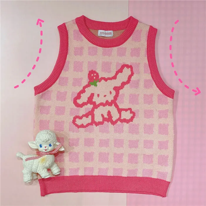 Japanese CUTE pink dog student versatile vest BY9024