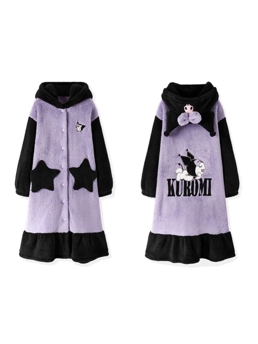 Kuromi My Melody Cinnamoroll Fleece Nightgowns