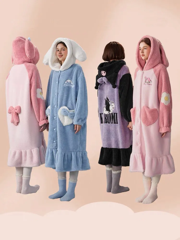 Kuromi My Melody Cinnamoroll Fleece Nightgowns