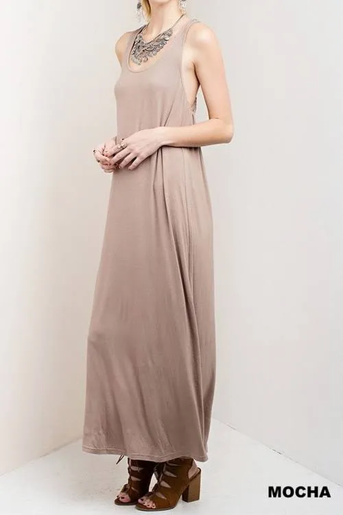 Last Chance! Maxi Dress Woven Back Mocha