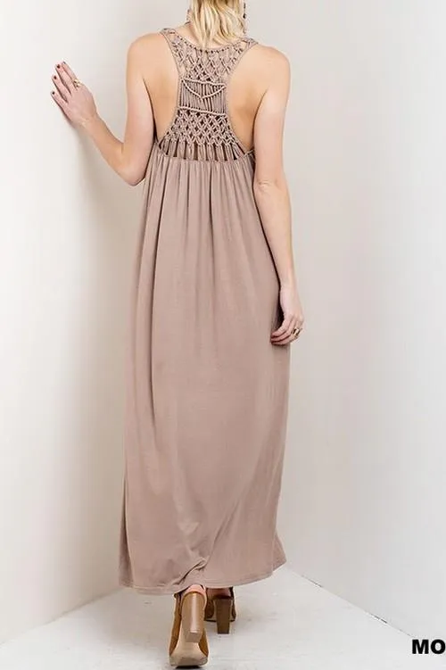 Last Chance! Maxi Dress Woven Back Mocha