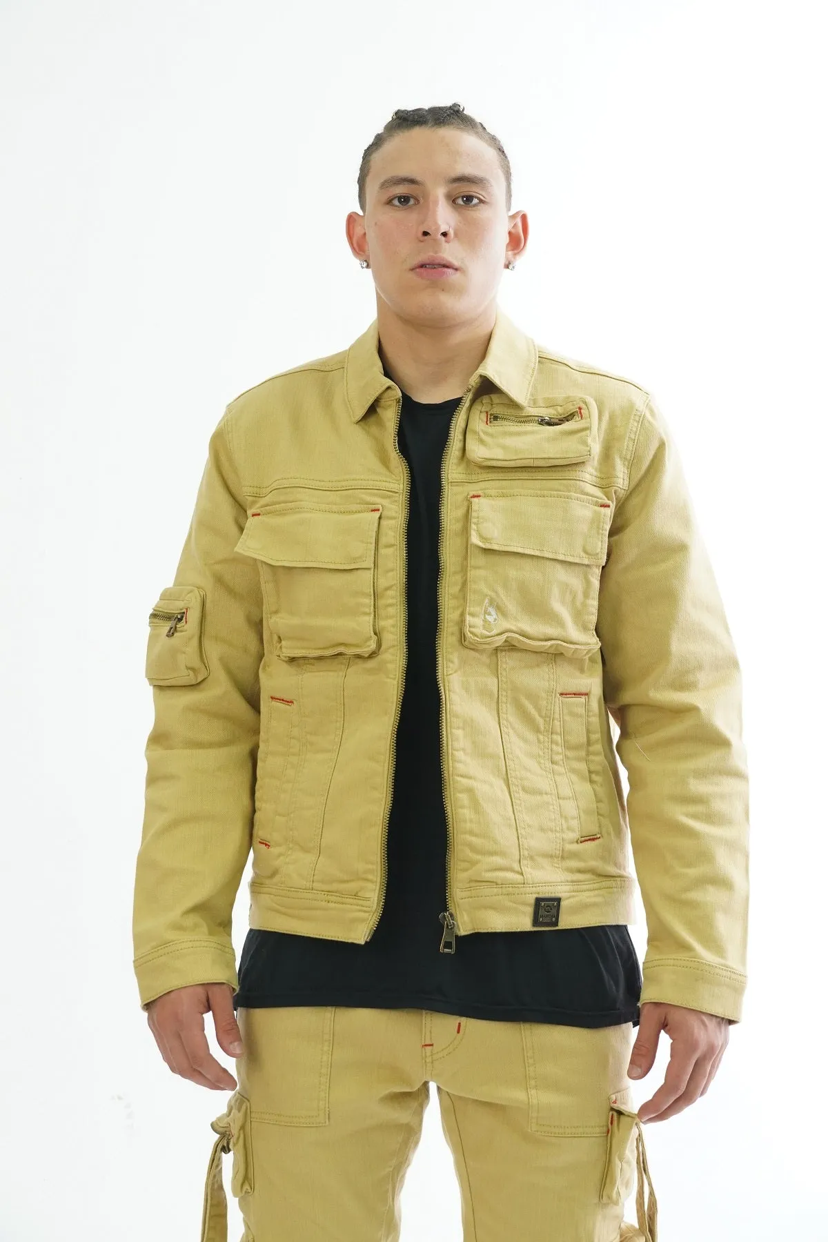 M1030 Aries Cargo Denim Jacket - Khaki