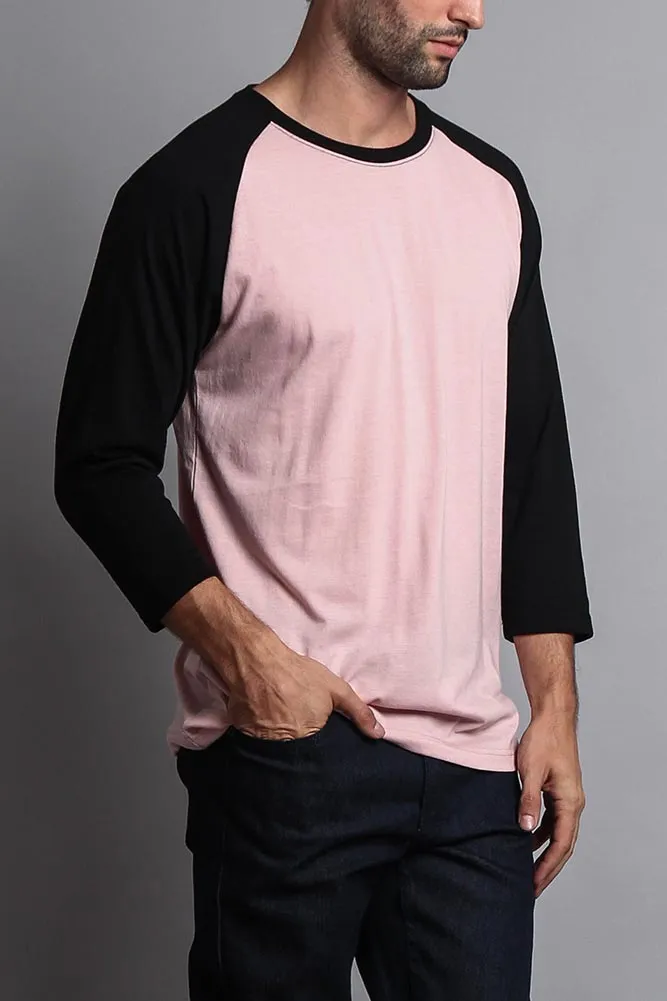 Men's Baseball T-Shirt (Dirty Pink/Black)