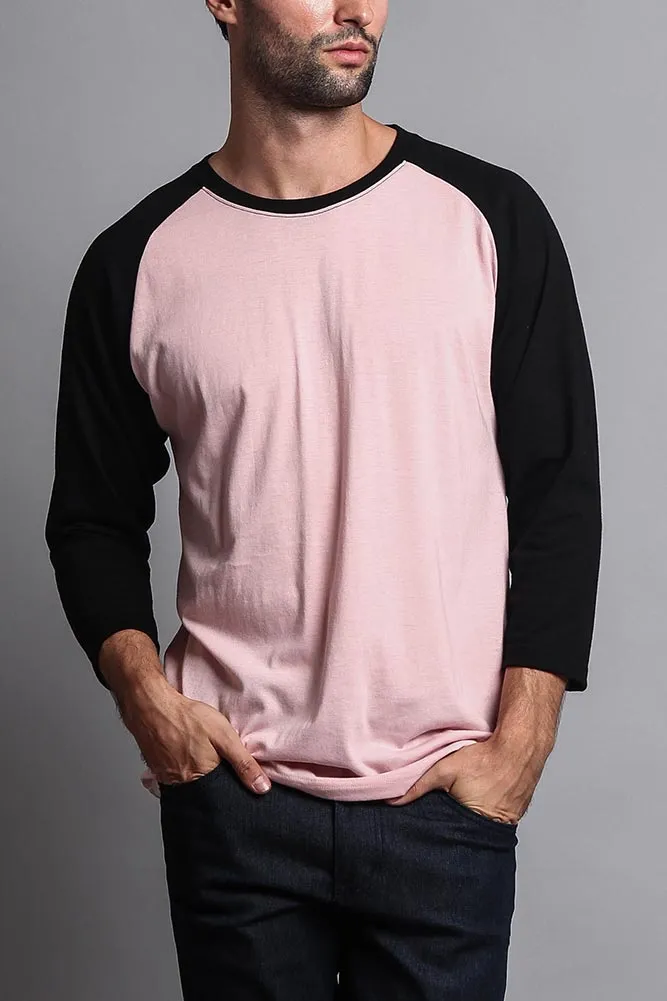 Men's Baseball T-Shirt (Dirty Pink/Black)