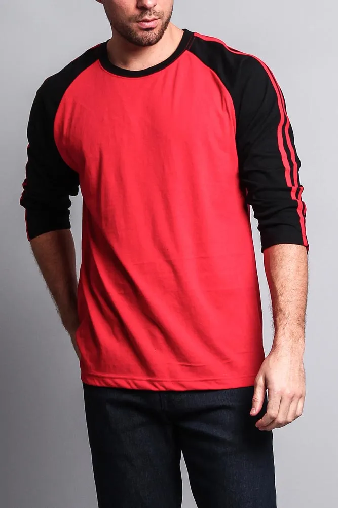 Men's Baseball T Shirt with Stripes