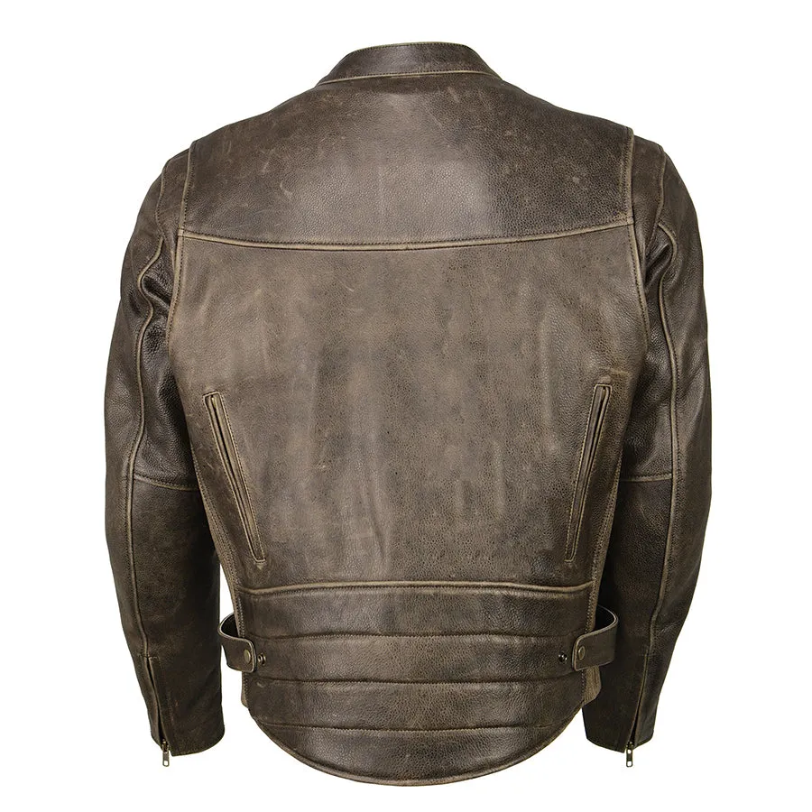 Men’s Brown Distressed Super Clean Scooter Jacket