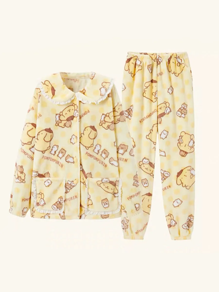 My Melody Cinnamoroll Pompompurin Fleece Pajamas