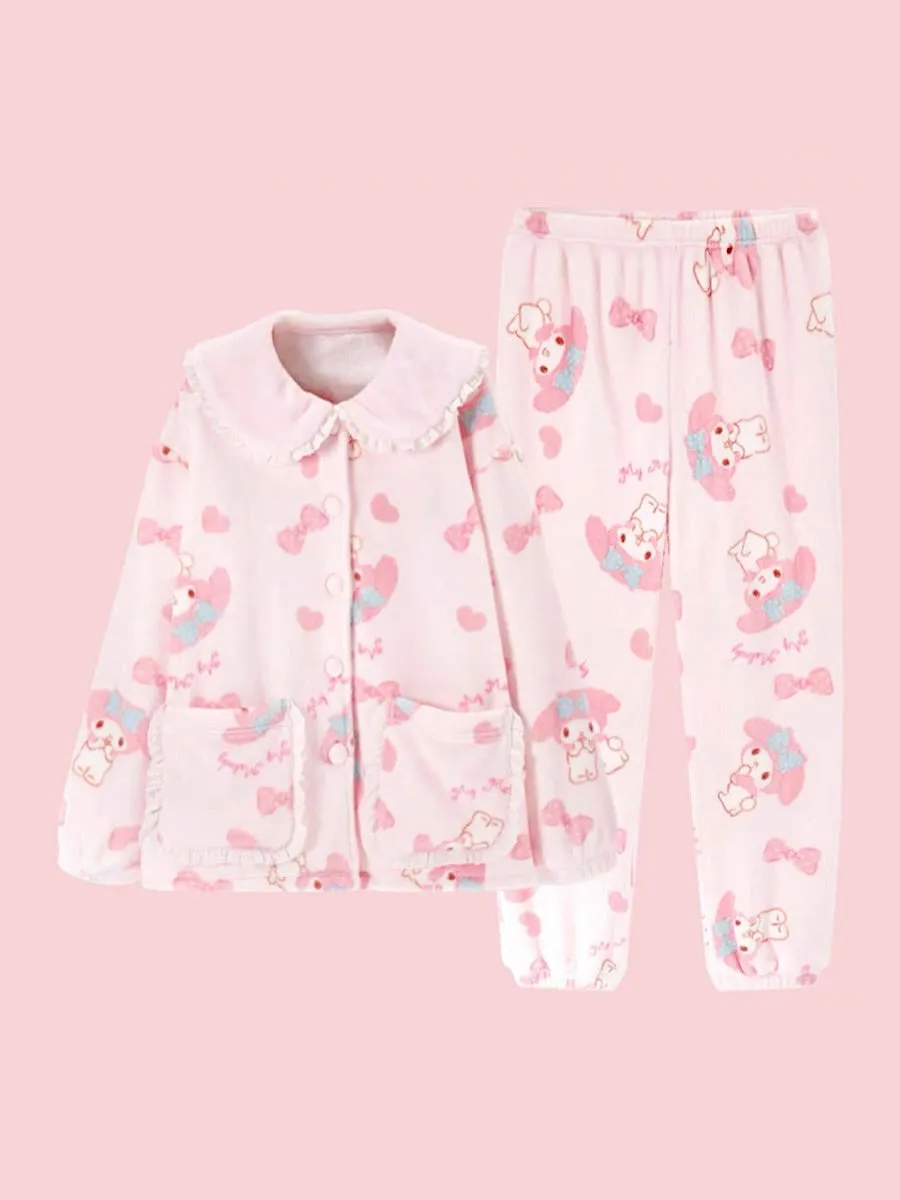 My Melody Cinnamoroll Pompompurin Fleece Pajamas