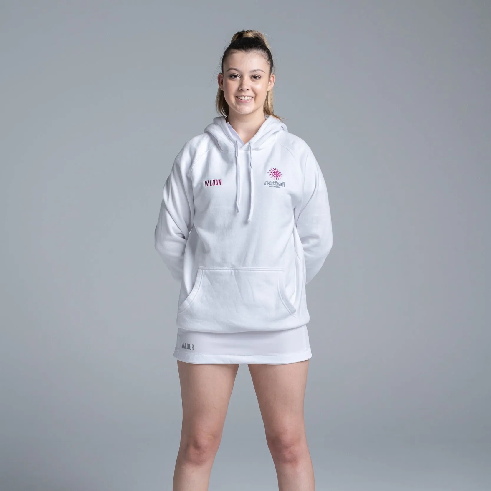 Netball QLD White Hoodie