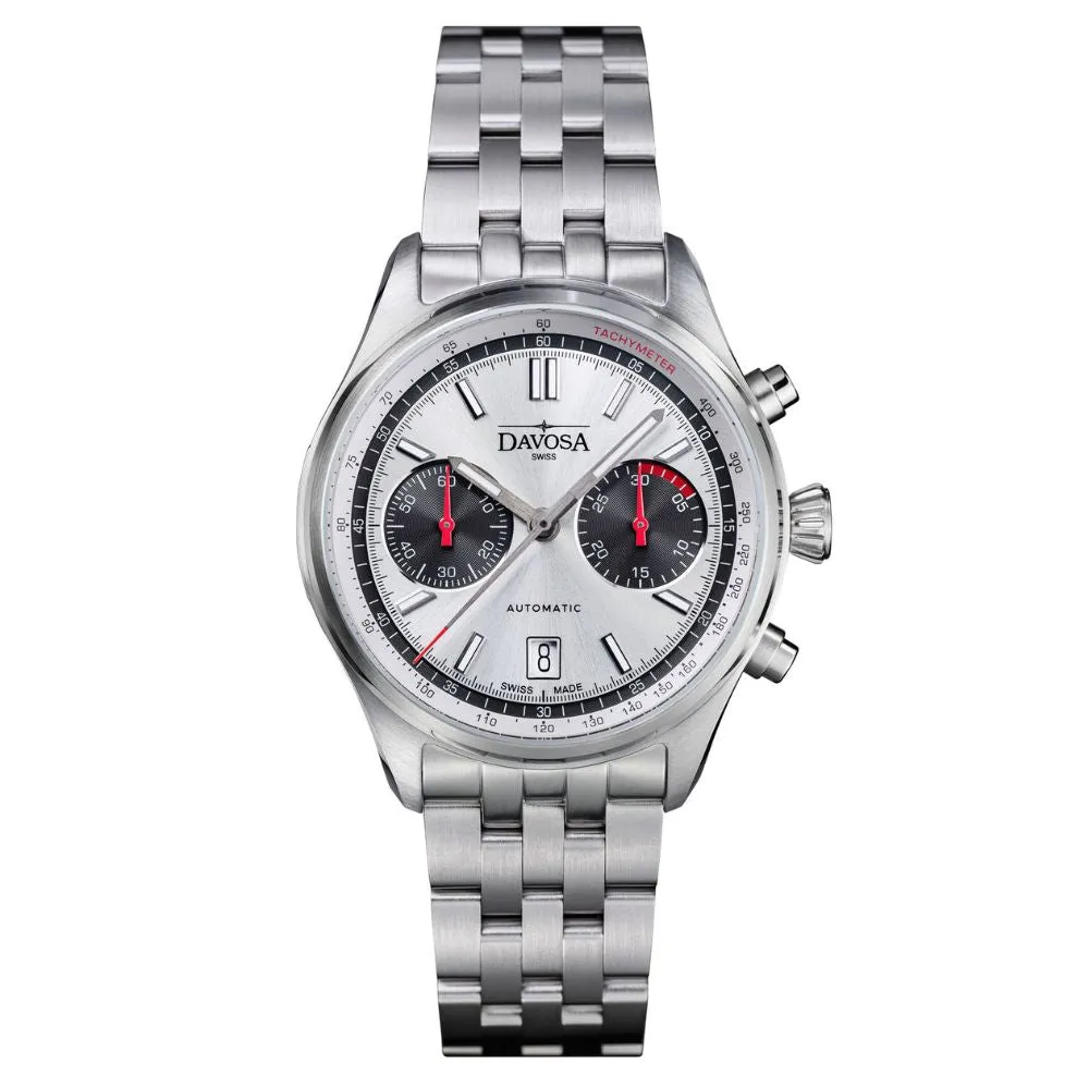 Newton Automatic Chronograph Silver Pilot Rally Watch 16153610 Limited Edition