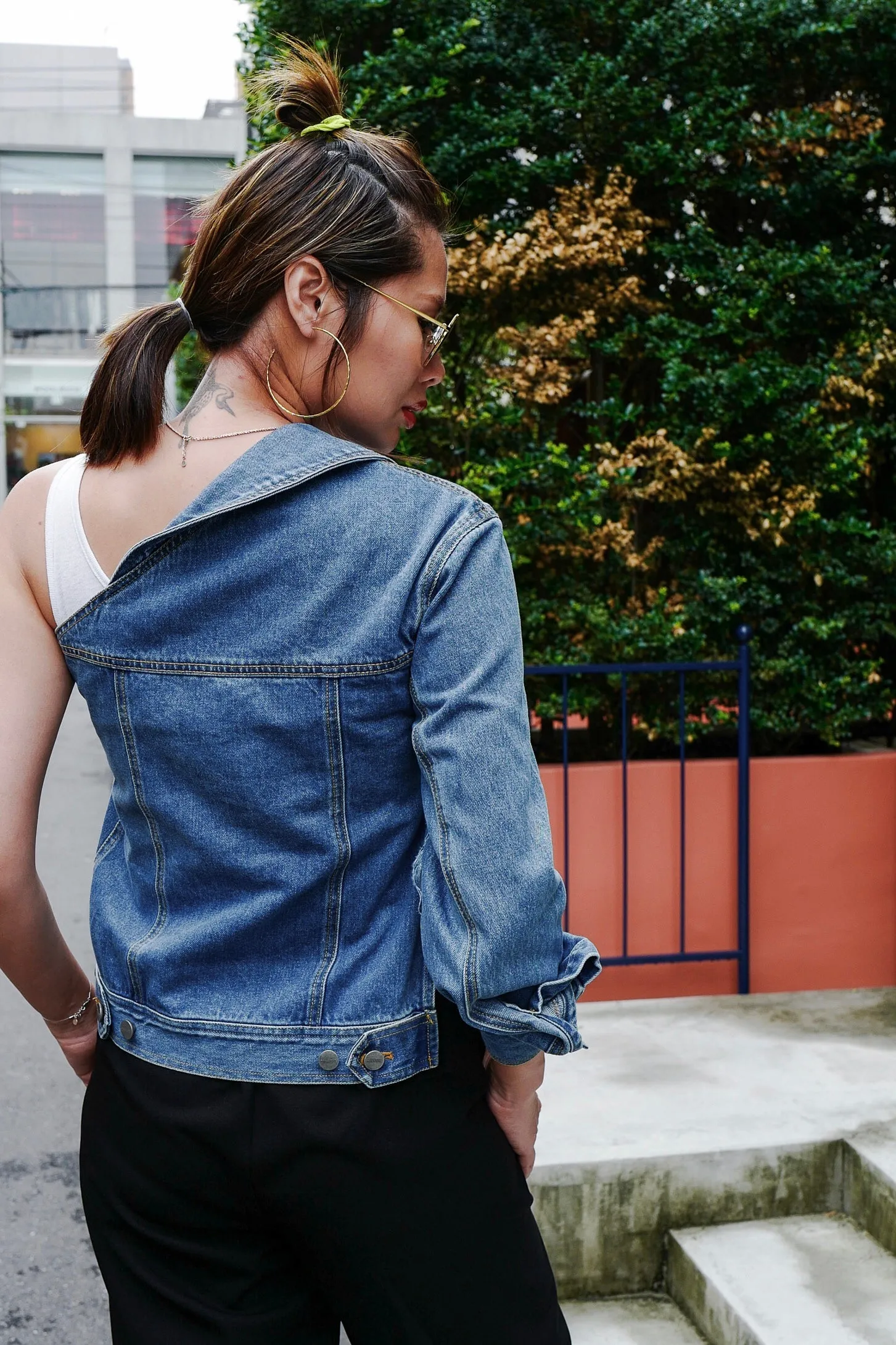 One Shoulder Denim Jacket