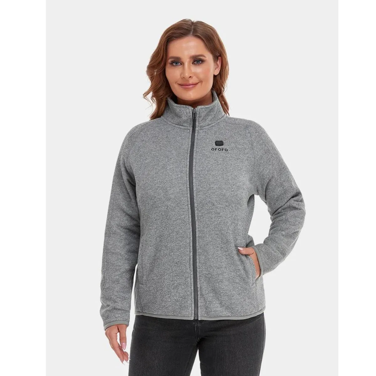 Ororo Women's 3 Zone Heated Full Zip Fleece Jacket - Flecking Grey