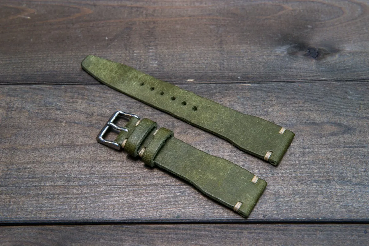 Pilot Badalassi Leather Watch Strap, Aviator model, Military style tapered model