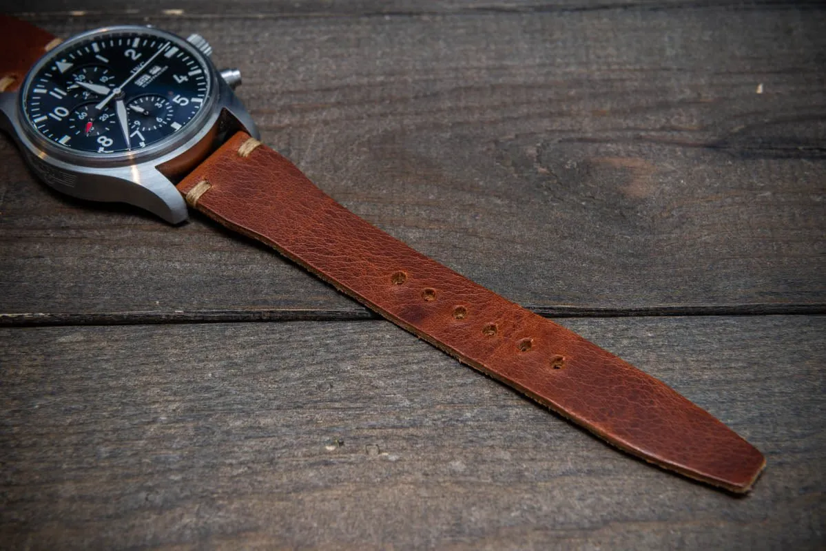 Pilot Badalassi Leather Watch Strap, Aviator model, Military style tapered model