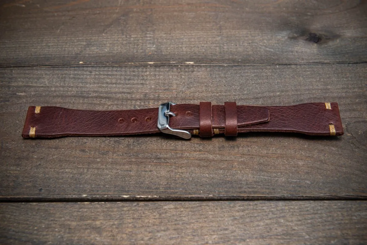 Pilot Badalassi Leather Watch Strap, Aviator model, Military style tapered model