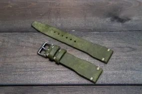 Pilot Badalassi Leather Watch Strap, Aviator model, Military style tapered model