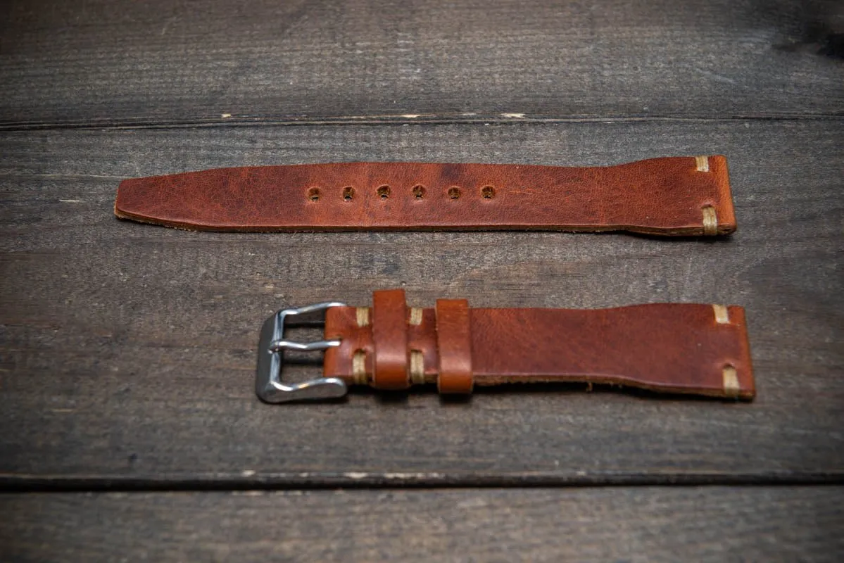 Pilot Badalassi Leather Watch Strap, Aviator model, Military style tapered model