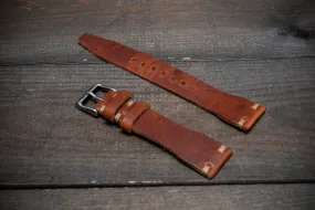 Pilot Badalassi Leather Watch Strap, Aviator model, Military style tapered model