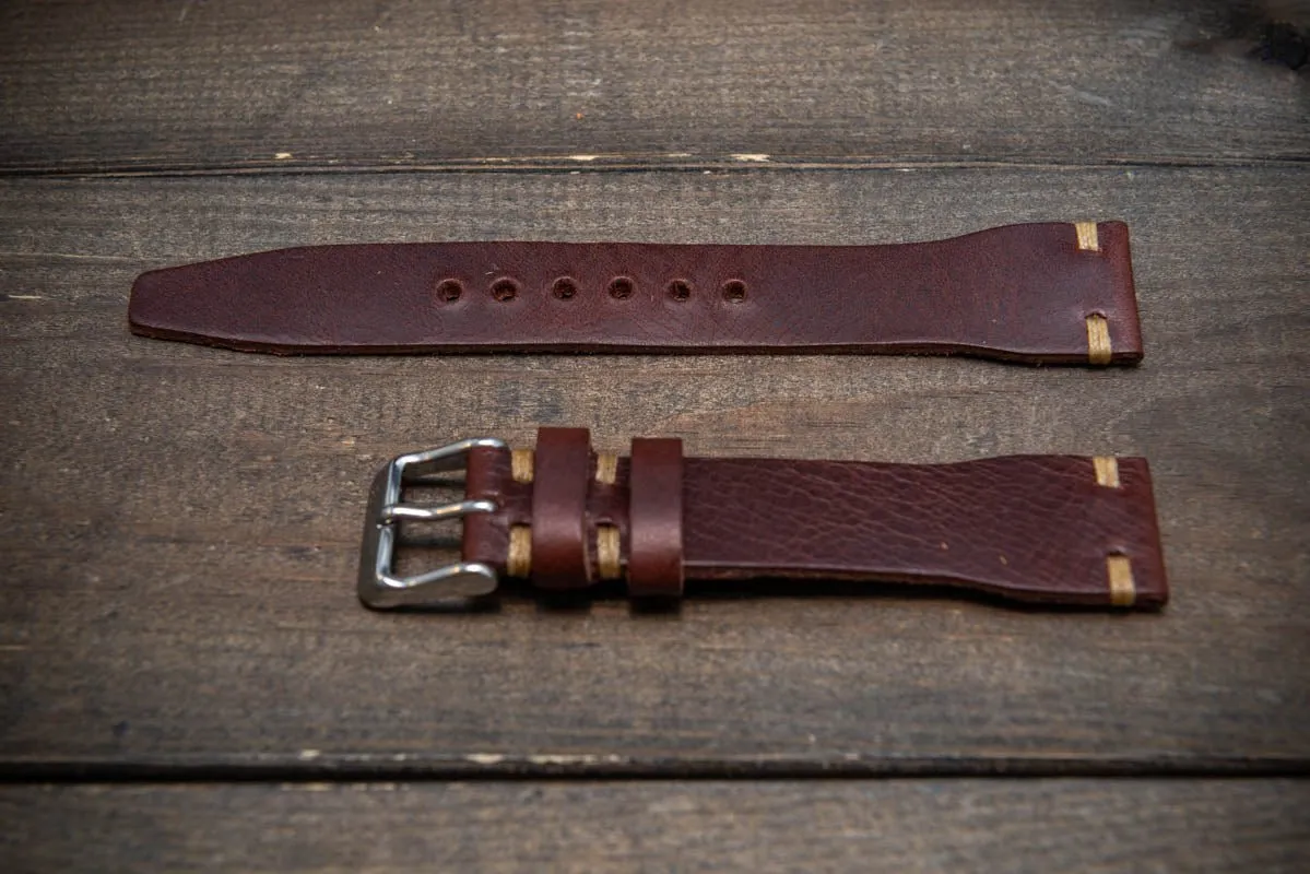 Pilot Badalassi Leather Watch Strap, Aviator model, Military style tapered model